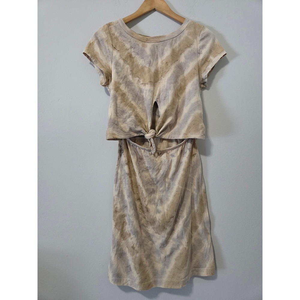 Anthropologie Maronie Tie Dye Dress Front Knot Cutout Short Sleeve Medium